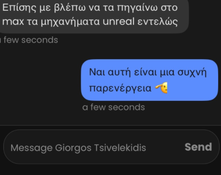 Text message conversation with a blue chat bubble and emoji on a dark background